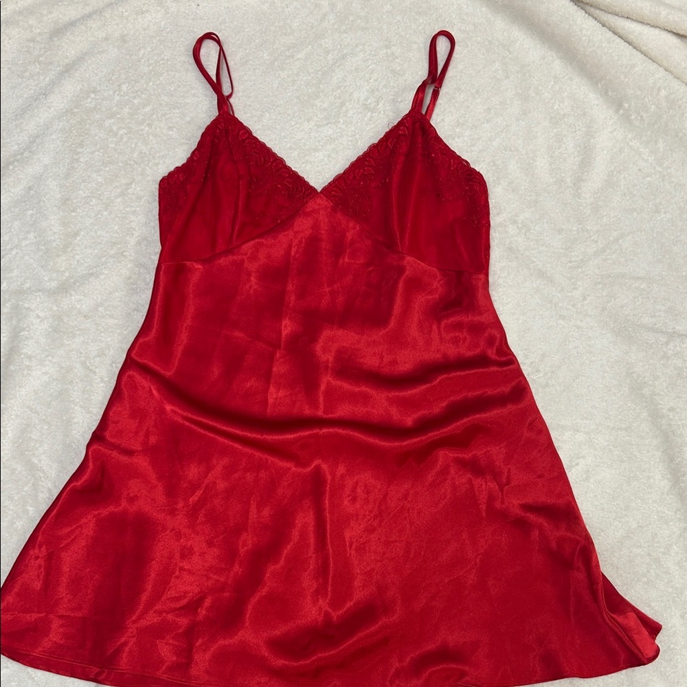 Babydoll Satin Slip Dress with Lace Detailing